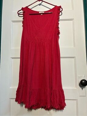 Umgee Sleeveless V-Neck Dress Fringe Hem Festival Western Cowgirl